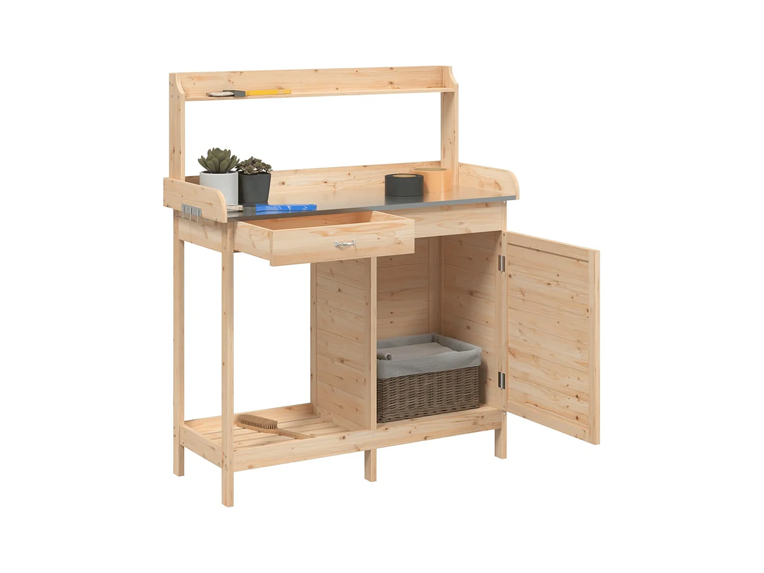 Table de rempotage avec armoire bois massif de sapin