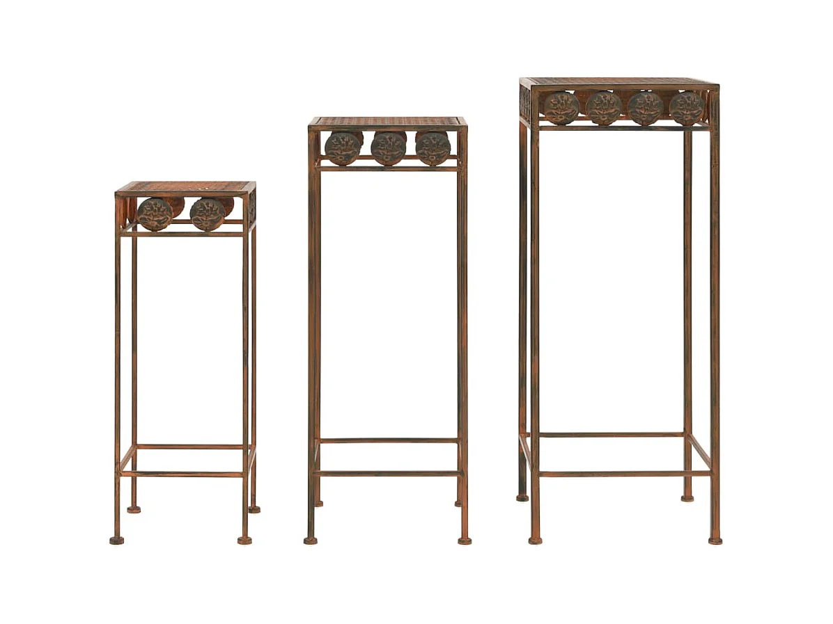 Set de supports de plantes 3 pcs Style vintage Métal rouillé