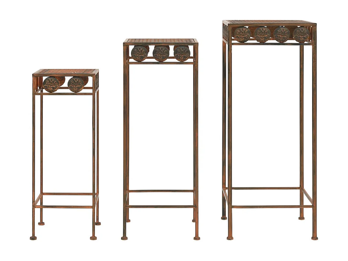 Set de supports de plantes 3 pcs Style vintage Métal rouillé