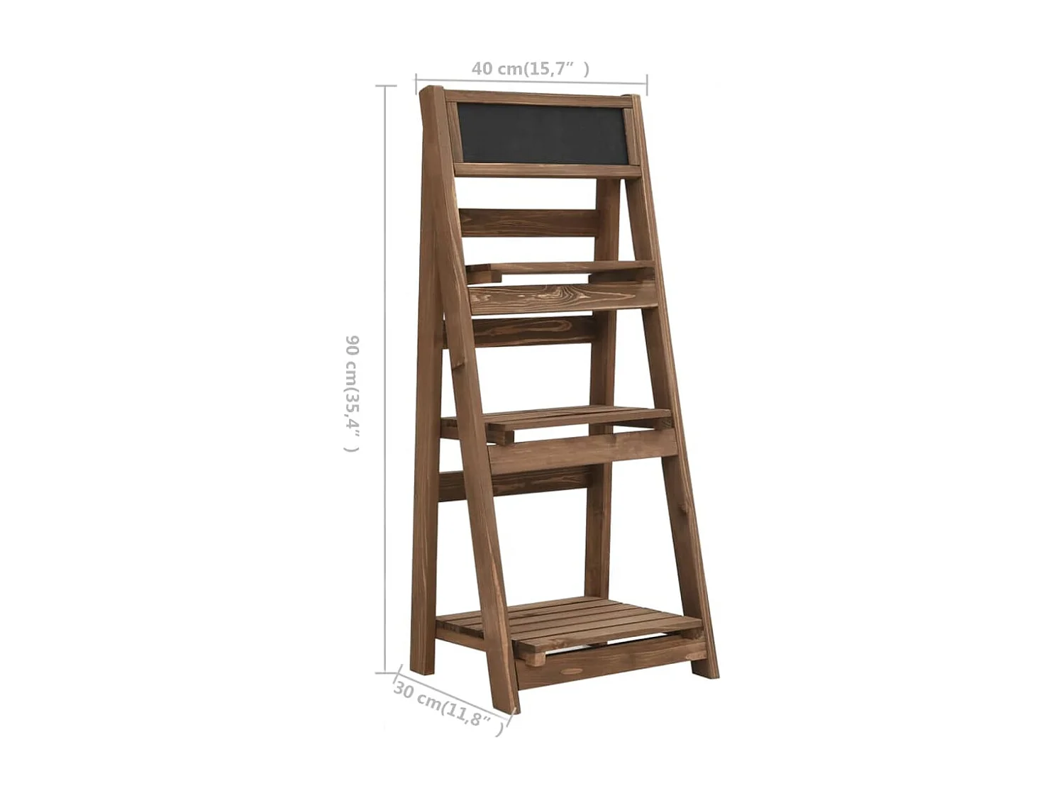 Suporte para plantas de 3 níveis com quadro negro 40x30x90 cm Pinho
