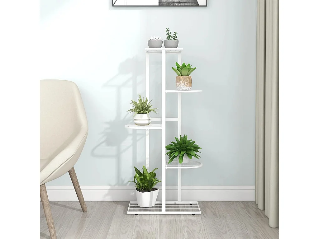 Suporte para plantas 5 níveis 43x22x98 cm Metal Branco