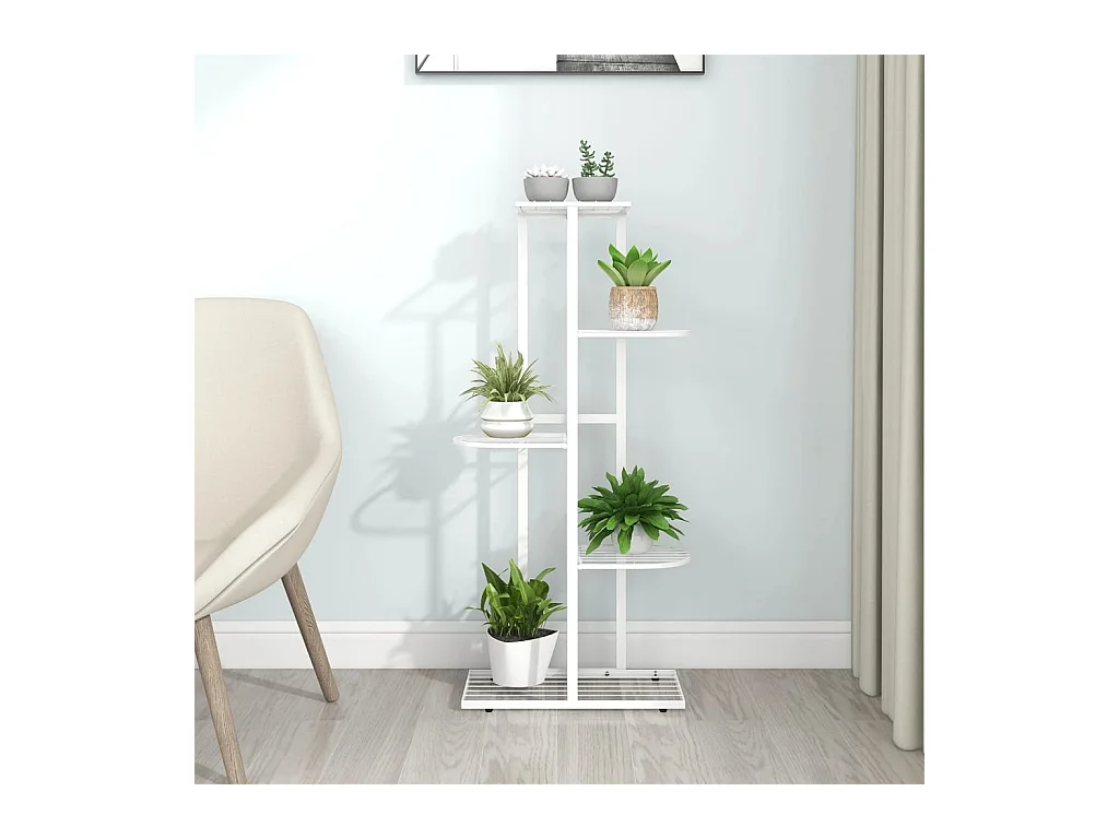 Support pour plantes 5 niveaux 43x22x98 cm Blanc Métal