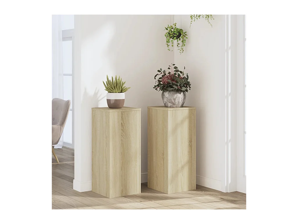 Supports pour plantes 2 pcs chêne sonoma bois d'ingénierie