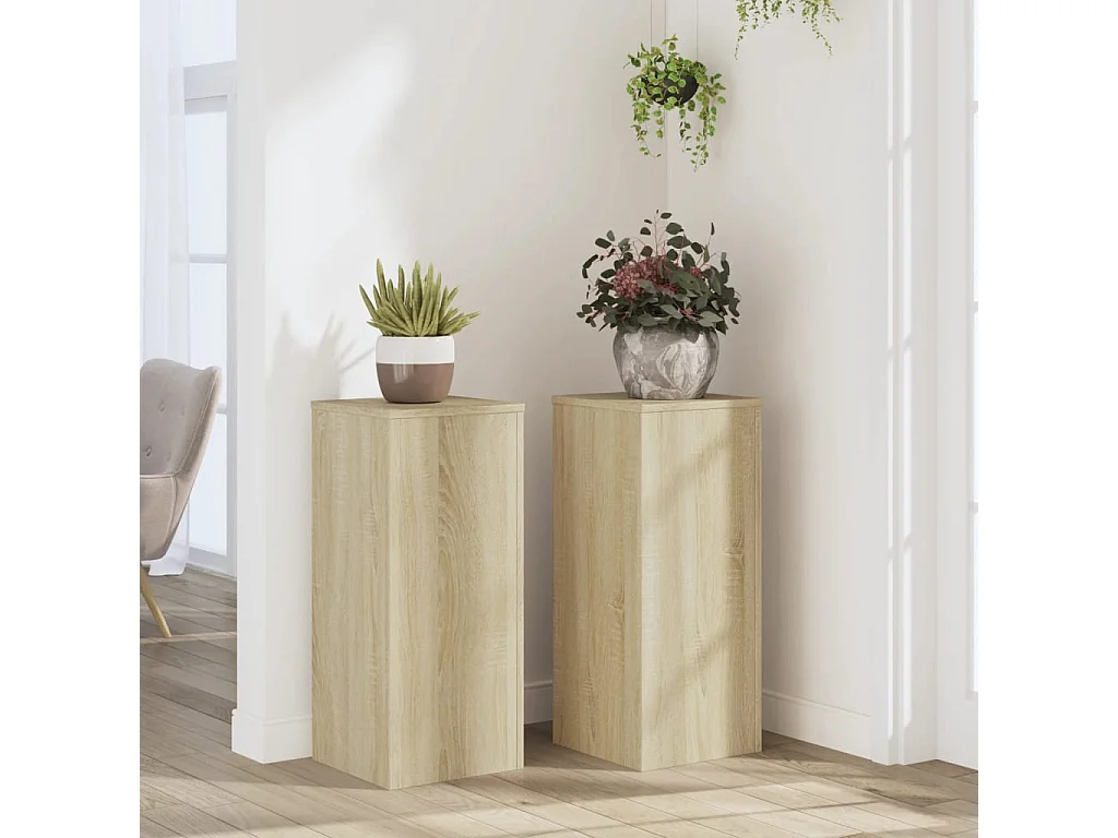 Supports pour plantes 2 pcs chêne sonoma bois d'ingénierie