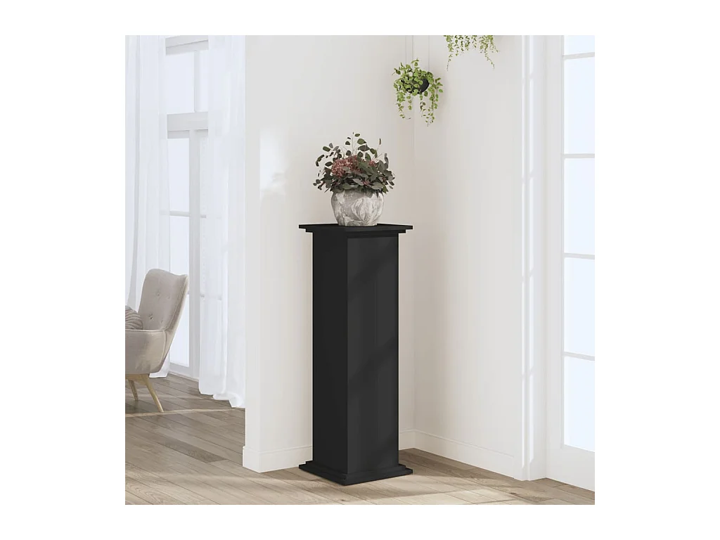 Support pour plantes noir 33x33x100 cm bois d'ingénierie
