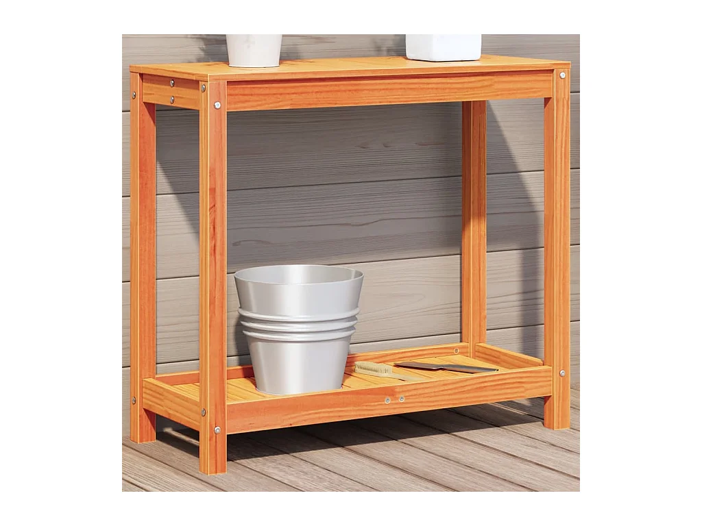 Table de rempotage avec étagère cire marron bois massif de pin
