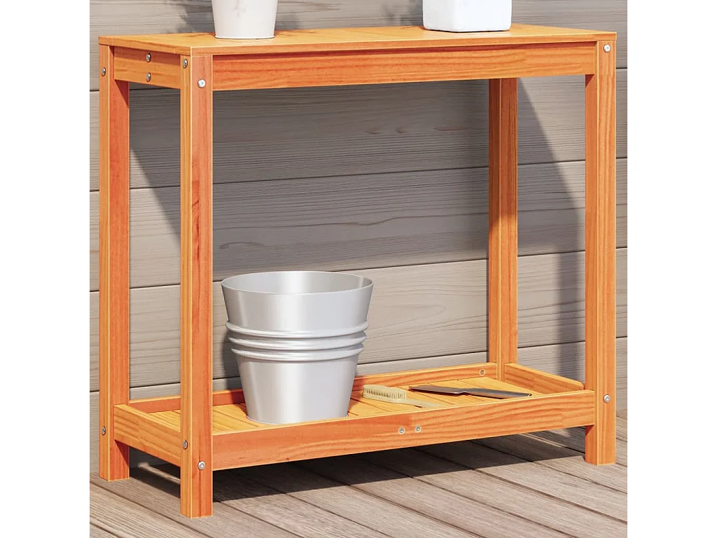 Table de rempotage avec étagère cire marron bois massif de pin