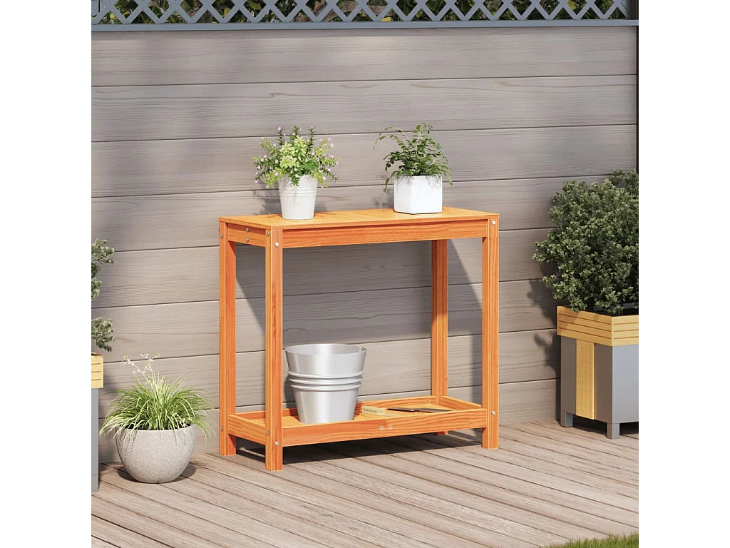 Table de rempotage avec étagère cire marron bois massif de pin