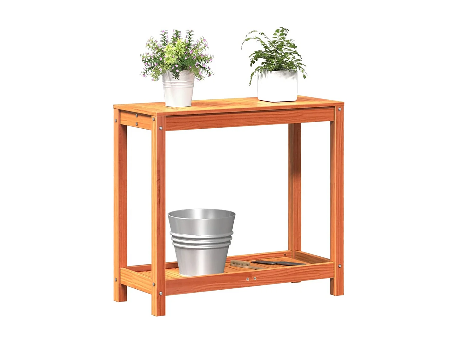 Table de rempotage avec étagère cire marron bois massif de pin