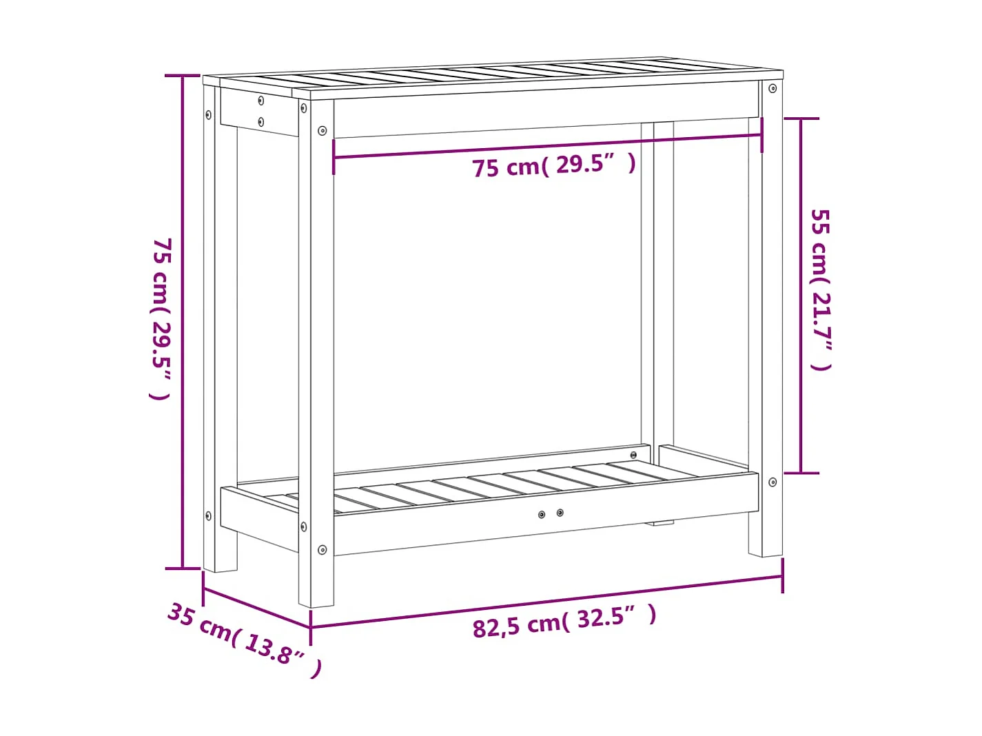Table de rempotage avec étagère cire marron bois massif de pin