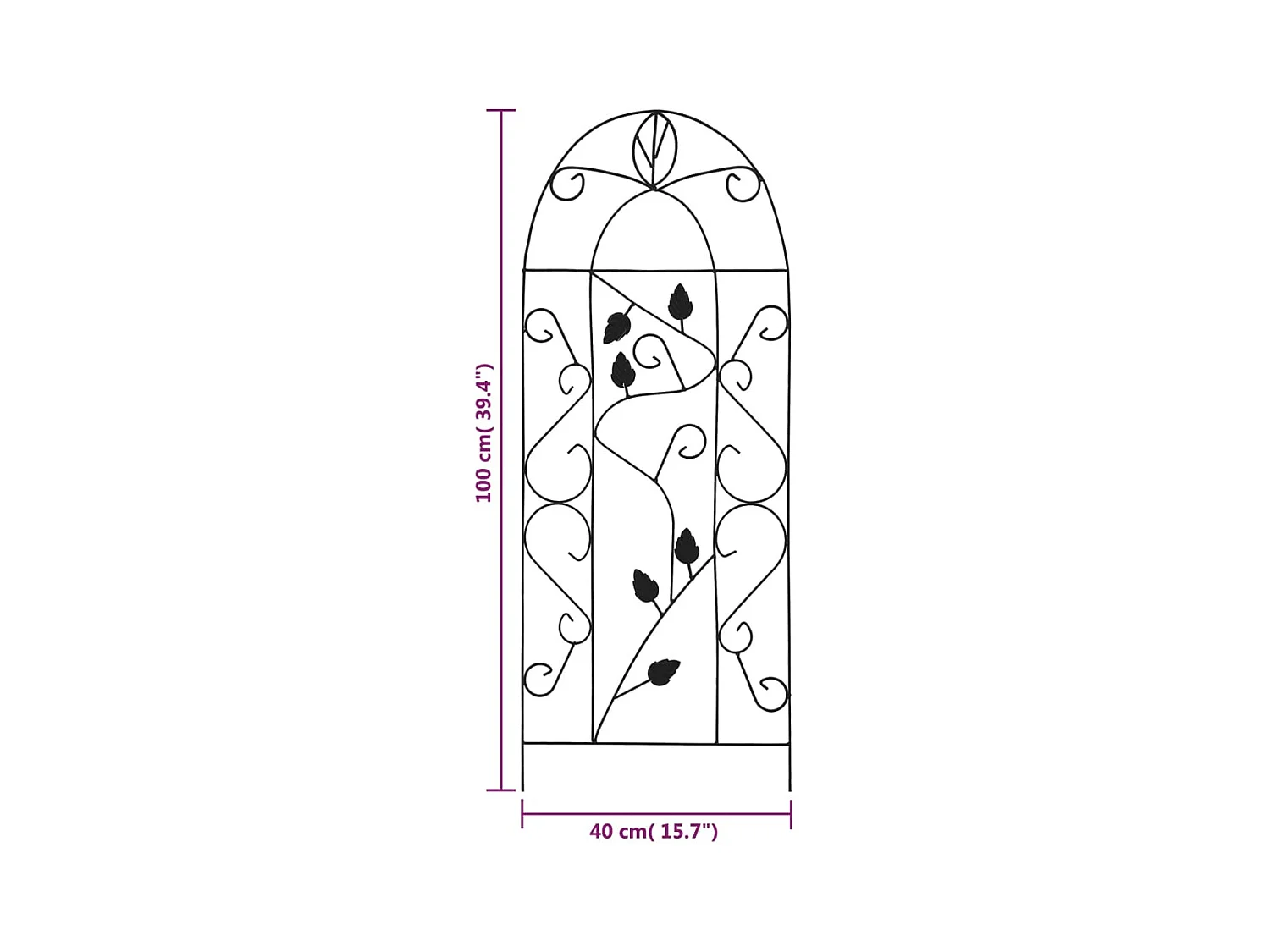 Stützen für Kletterpflanzen 3 Stück Schwarz 40x100 cm Eisen