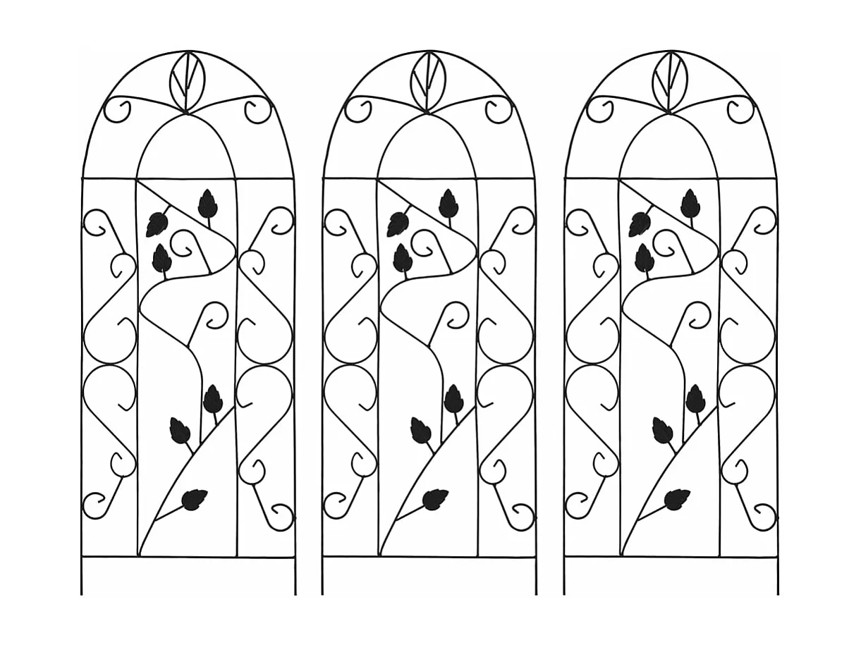 Supports pour plantes grimpantes 3 pcs Noir 40x100 cm Fer