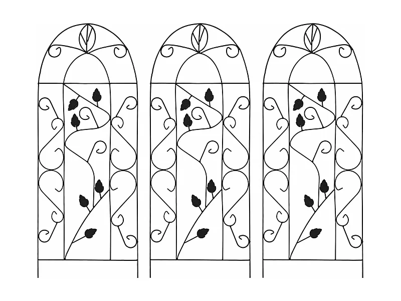 Supports pour plantes grimpantes 3 pcs Noir 40x100 cm Fer