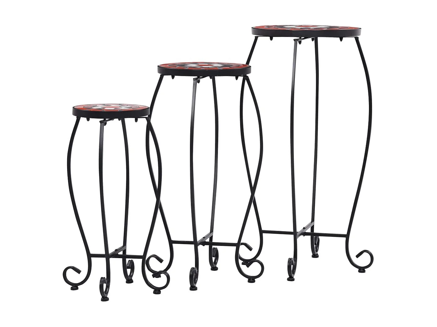 Tavolini Mosaico 3 pz Terracotta e Ceramica bianca