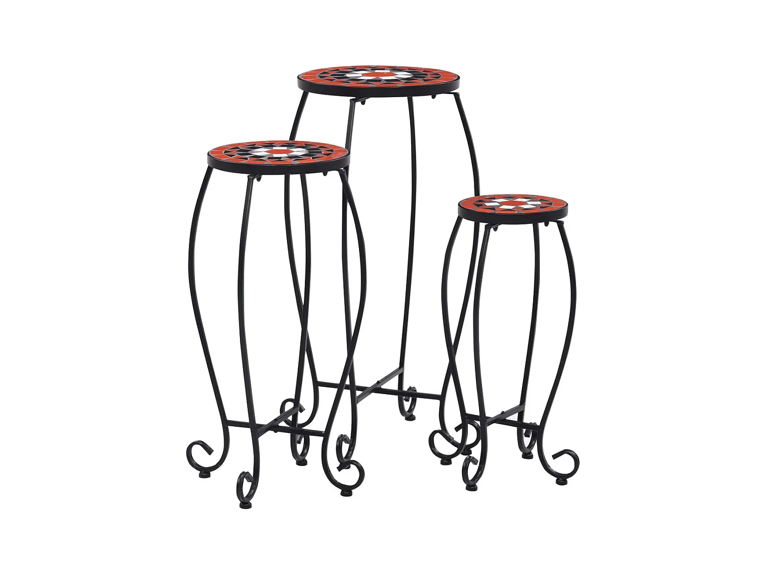 Tables mosaïque 3 pcs Terre cuite et blanc Céramique