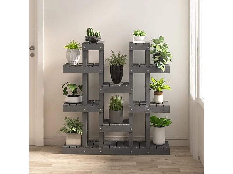 Support à plantes Gris 104,5x25x109,5 cm Bois massif de pin