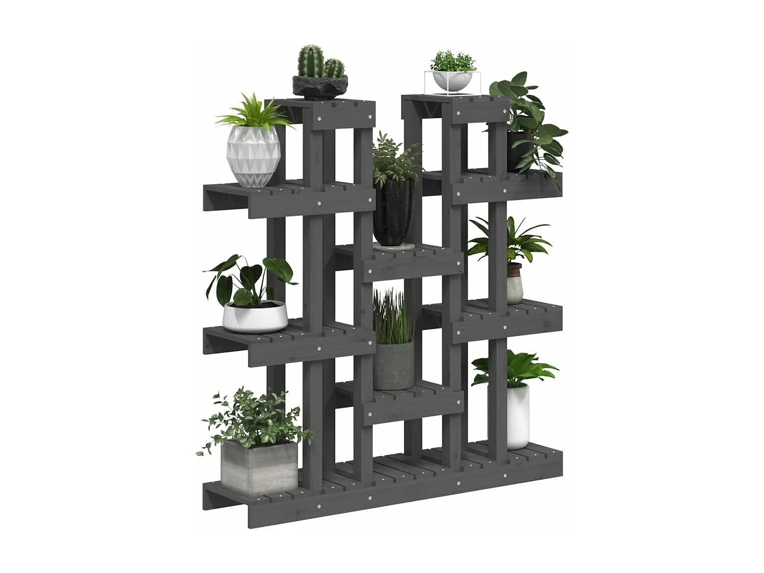 Suporte para plantas Cinza 104,5x25x109,5 cm Madeira maciça de pinho