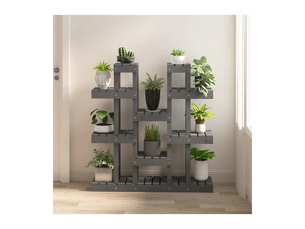 Support à plantes Gris 104,5x25x109,5 cm Bois massif de pin