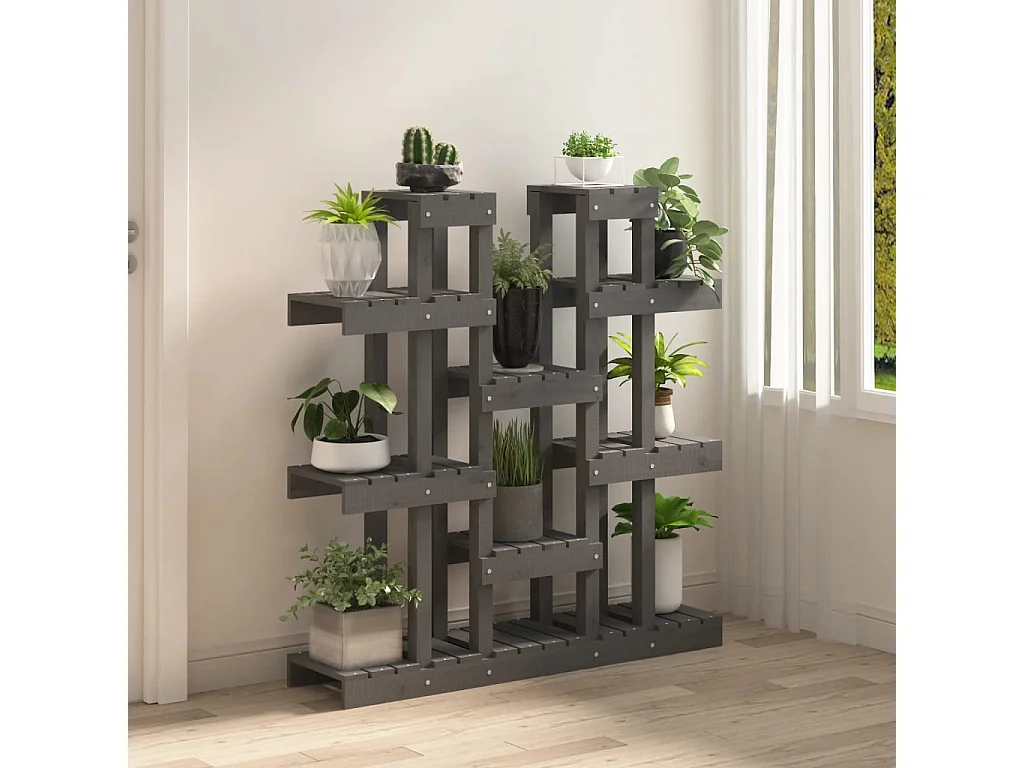 Pflanzenständer Grau 104,5 x 25 x 109,5 cm Massives Kiefernholz