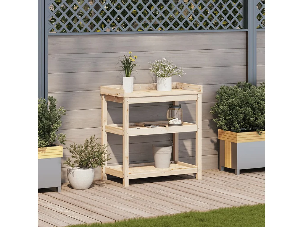 Tavolo e ripiani 82,5x45x86,5 cm in legno massello di pino