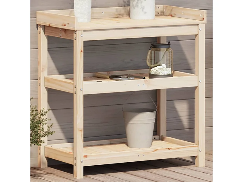 Tavolo e ripiani 82,5x45x86,5 cm in legno massello di pino