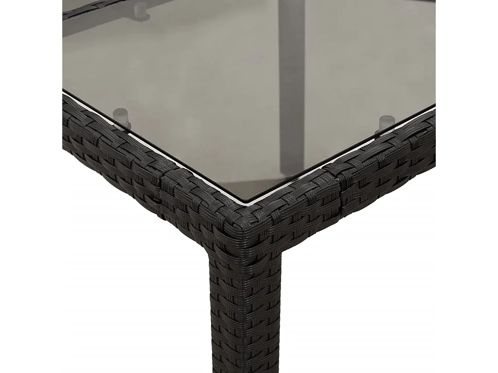 Ensemble à manger de jardin et coussins 3 pcs noir rotin verre