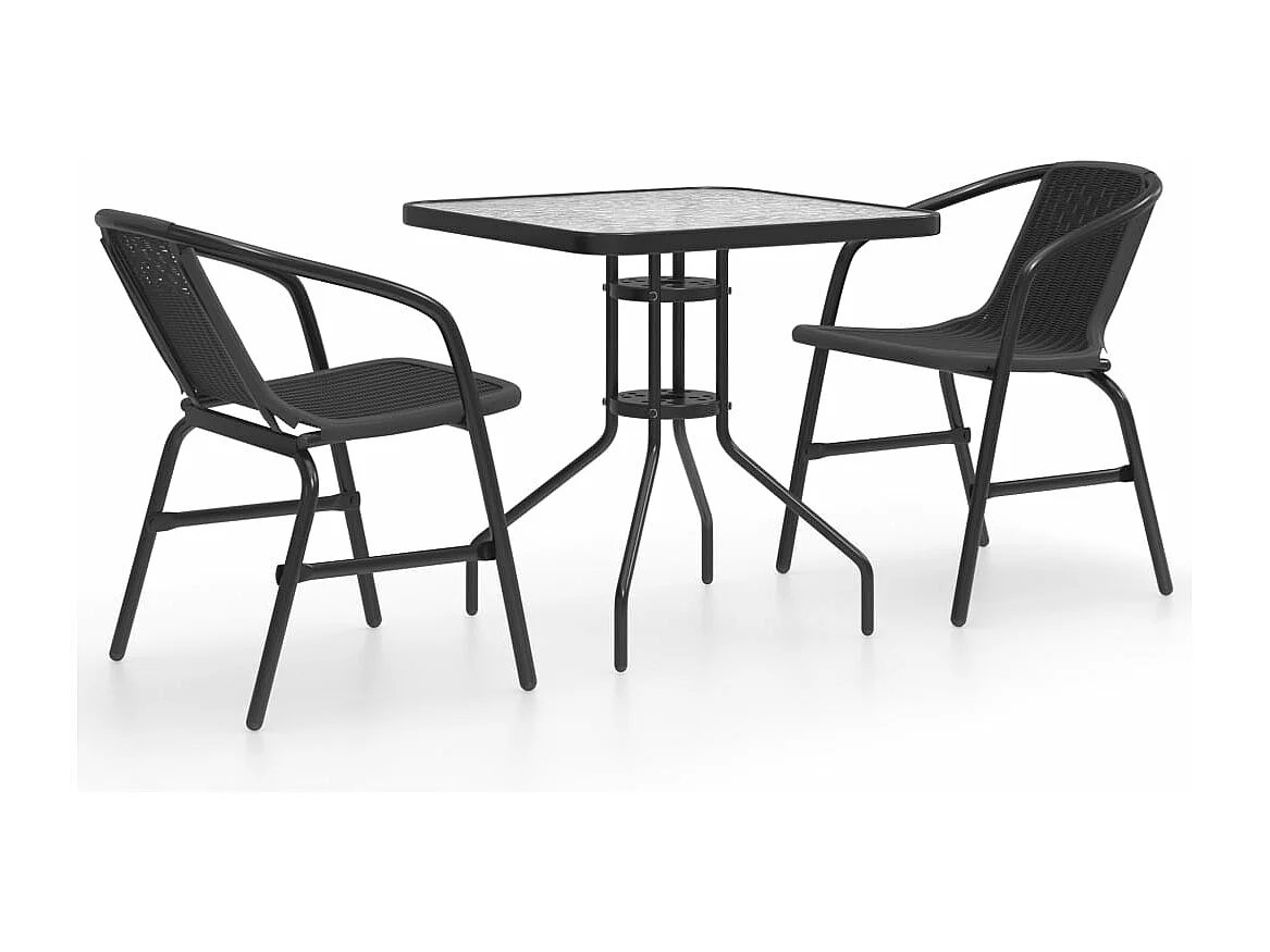 Ensemble à manger de jardin 3 pcs Noir