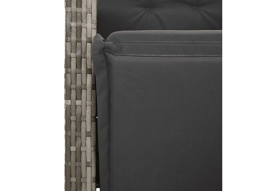 Set Bistrò da Giardino 5 pz con Cuscini in Polyrattan Grigio