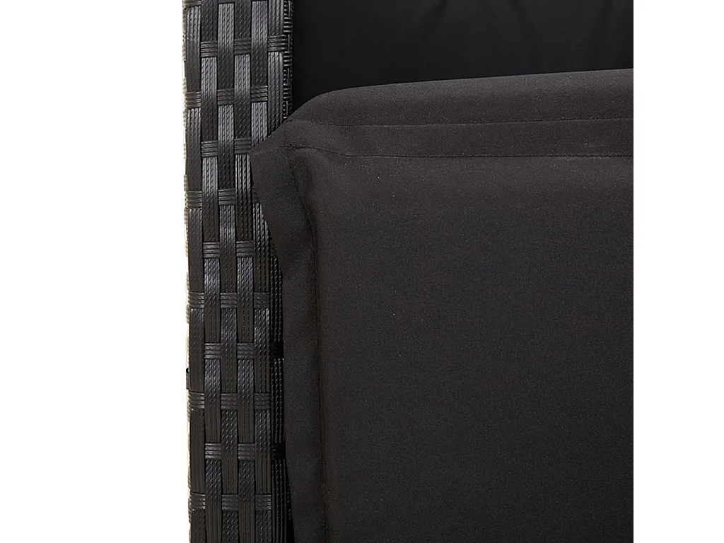 Set da Pranzo da Giardino 5 pz Nero con Cuscini in Polyrattan