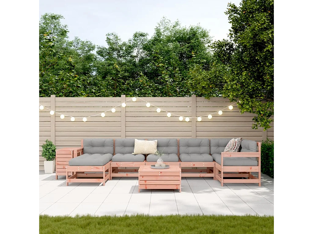 Salon de jardin 9 pcs bois massif sapin de douglas