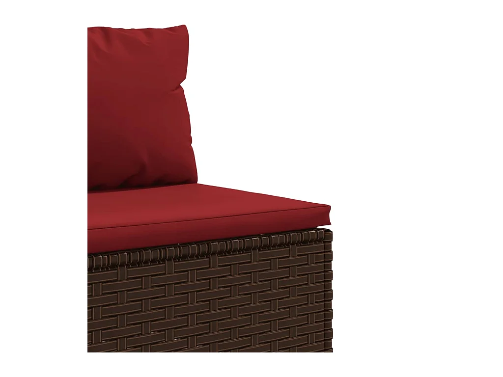 9 pcs conjunto sofás p/ jardim c/ almofadões vime PE castanho