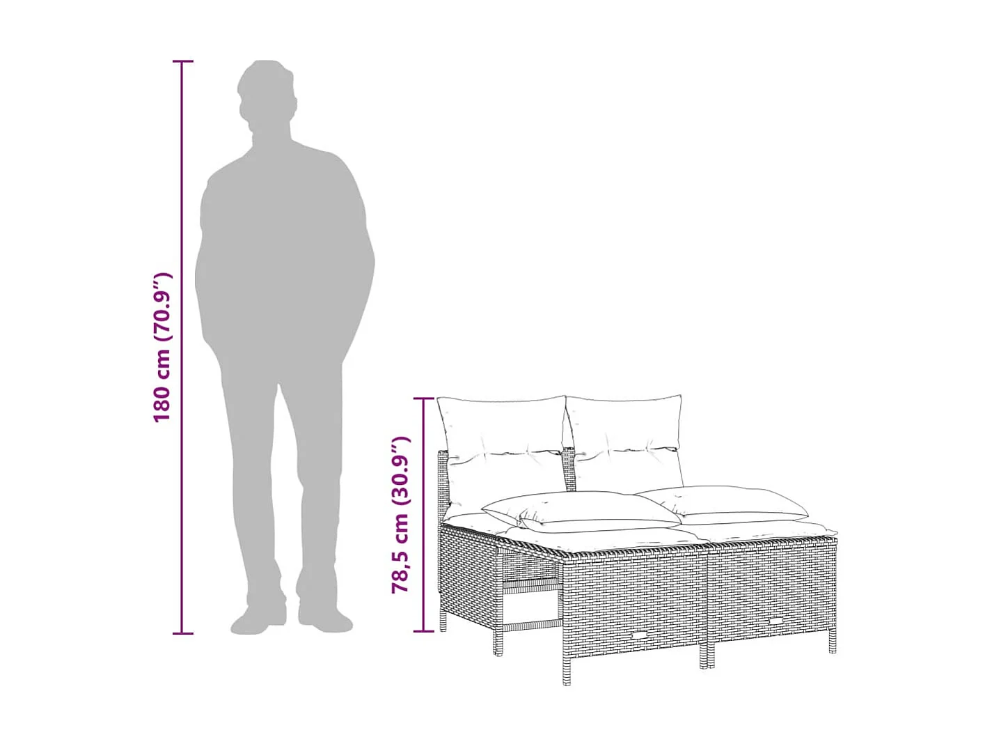 Set Divano da Giardino 5 pz con Cuscini Grigio in Polyrattan