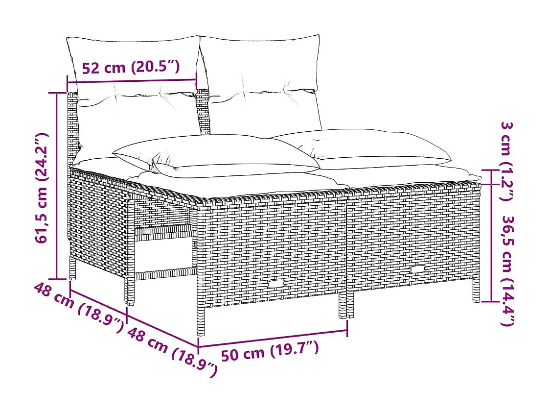 Set Divano da Giardino 5 pz con Cuscini Grigio in Polyrattan