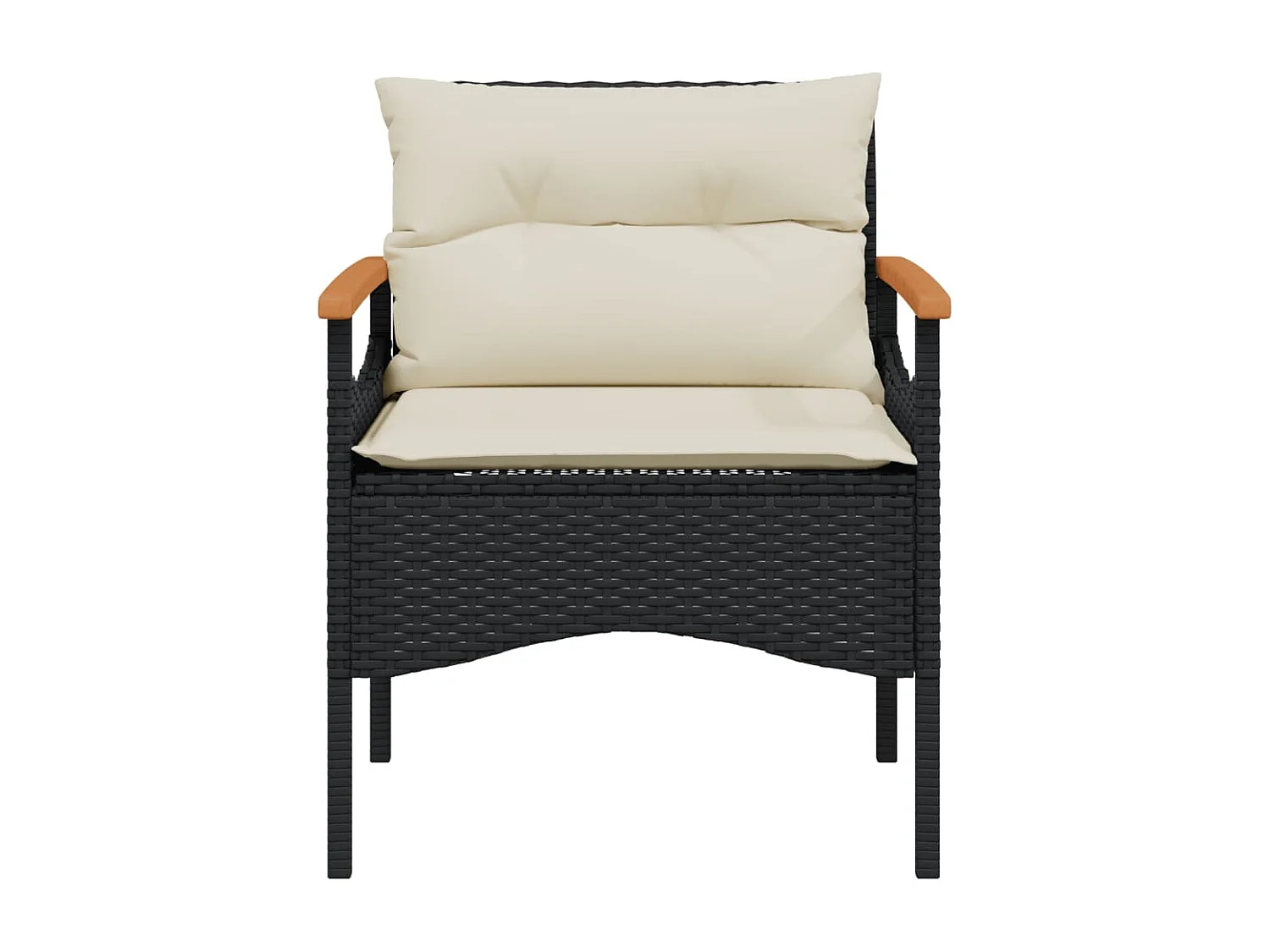 Salon de jardin 4 pcs avec coussins noir résine tressée