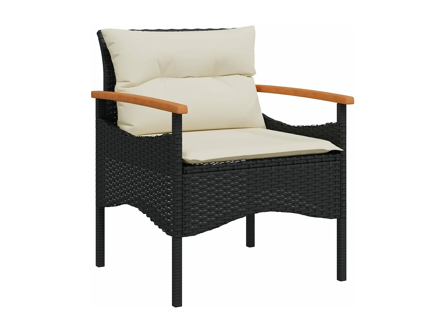 Salon de jardin 4 pcs avec coussins noir résine tressée