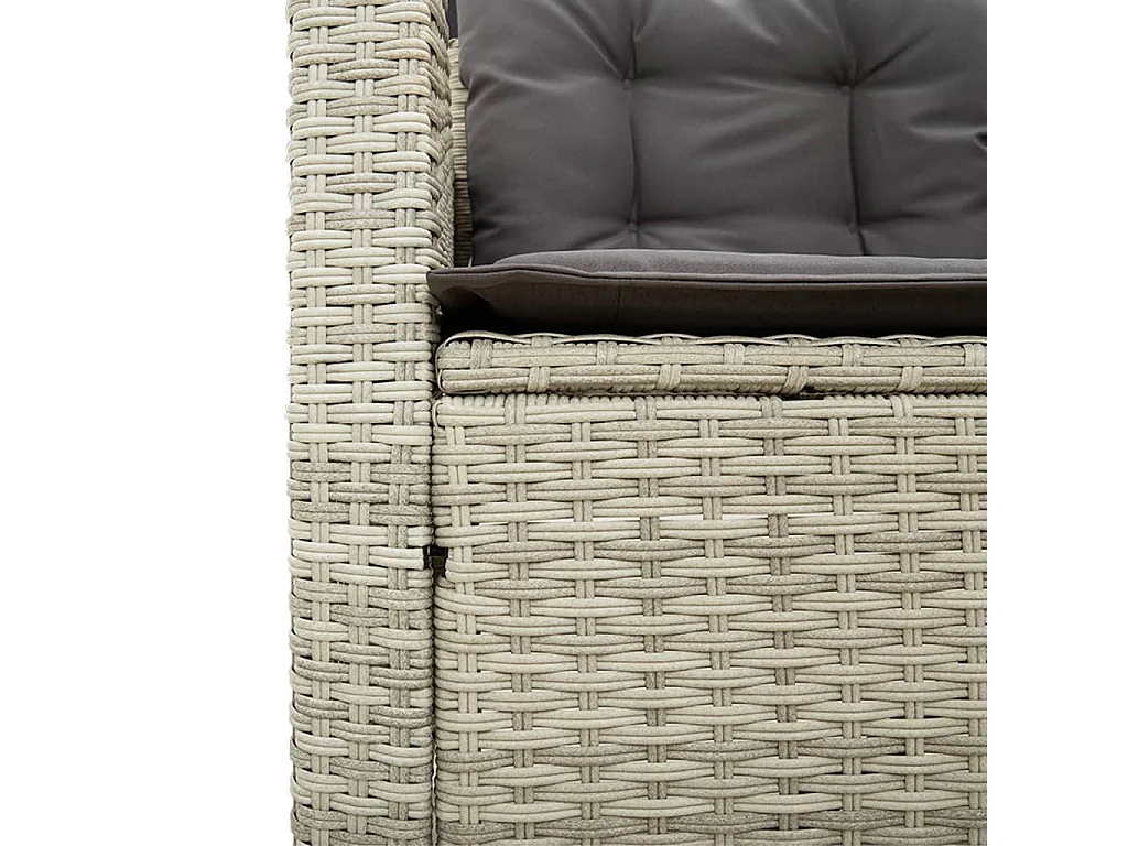 Canapé de jardin et table et coussins en forme de L gris clair