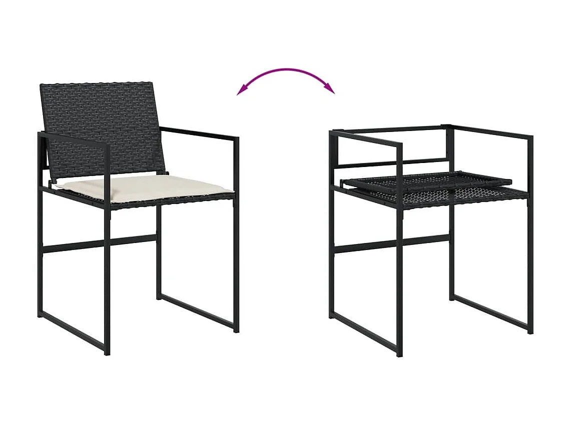 Ensemble à manger de jardin 15 pcs coussins noir résine tressée