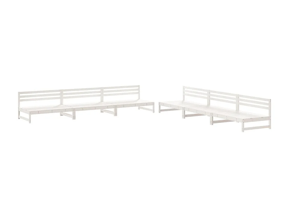 Set Salotto da Giardino 6 pz Bianco in Legno Massello di Pino
