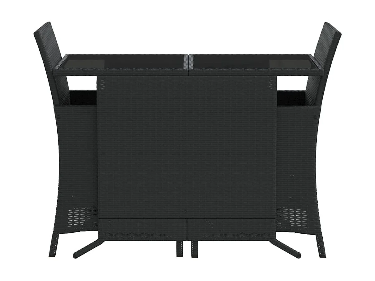 3-tlg. Bistro-Set mit Kissen Schwarz Poly Rattan