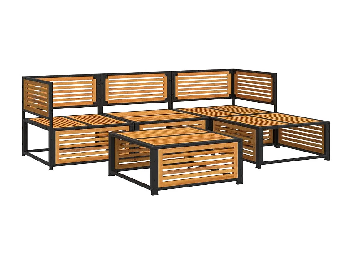 Set de sofás de jardín con cojines 5 pzas madera maciza acacia