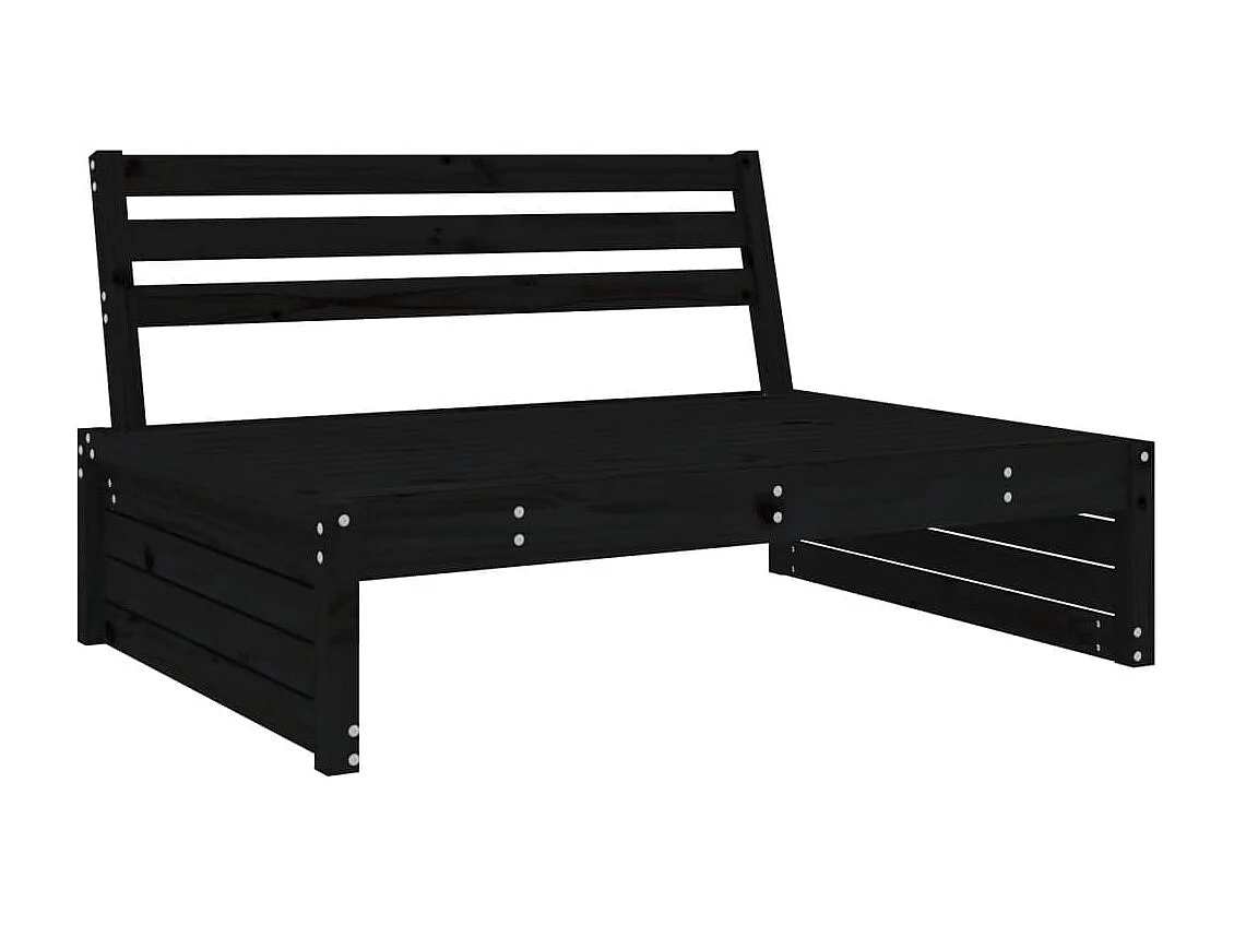 Salon de jardin 5 pcs noir bois massif de pin