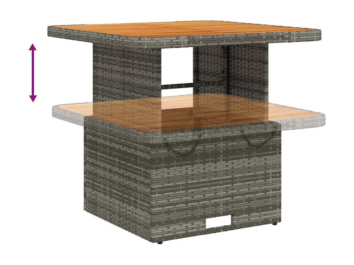 3-tlg. Garten-Essgruppe mit Kissen Grau Poly Rattan