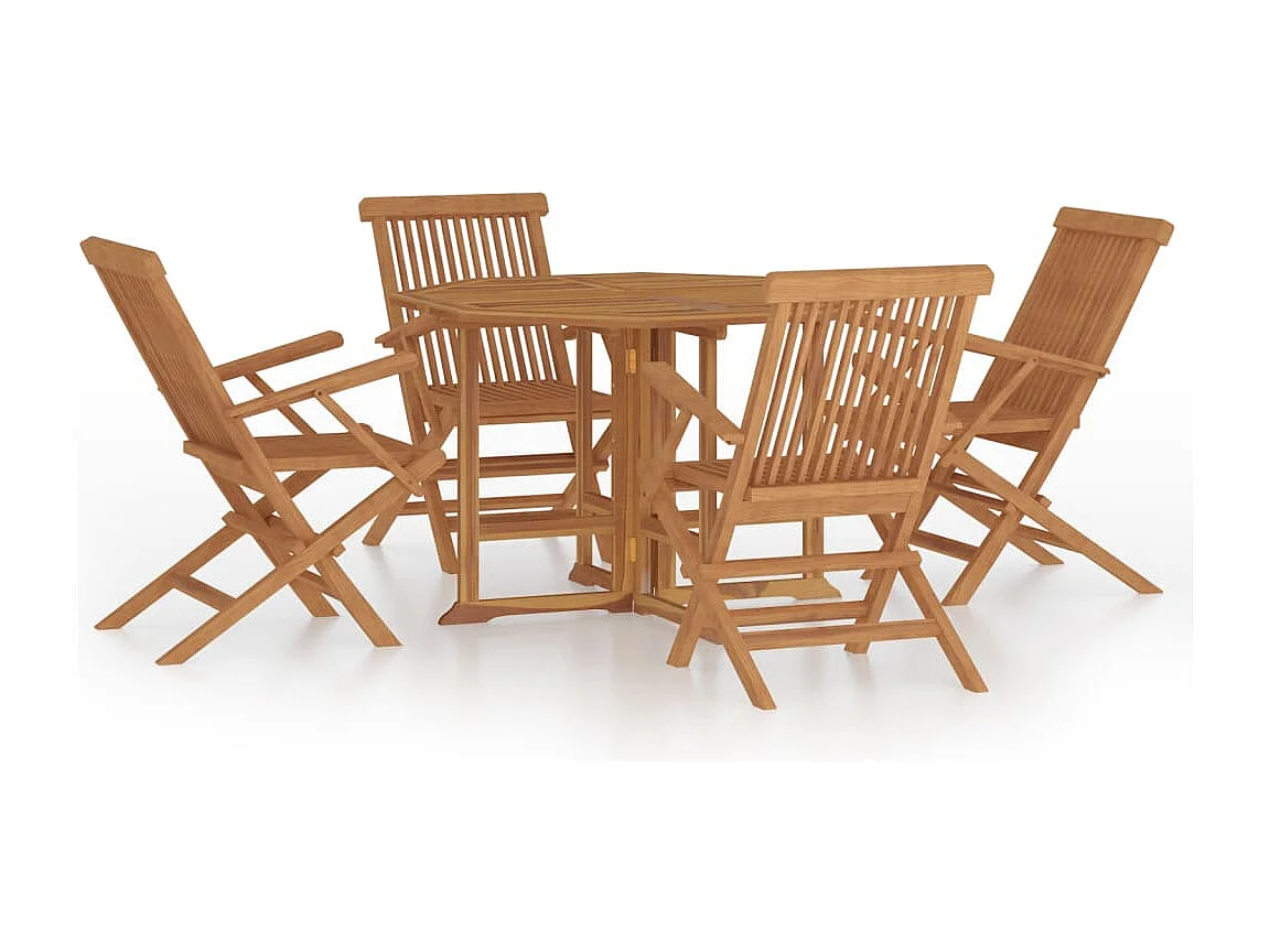Ensemble à manger d'extérieur pliable 5 pcs Bois solide de teck
