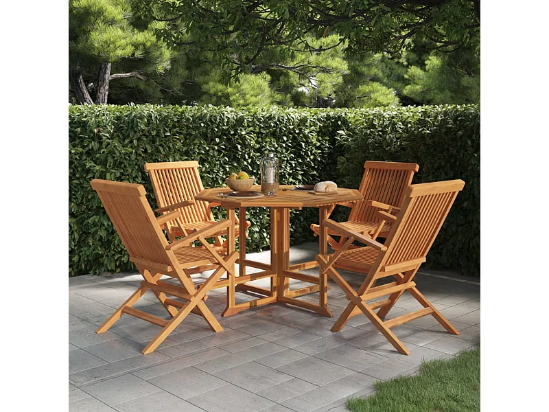 Set da Pranzo Pieghevole per Esterni 5pz Legno Massello di Teak