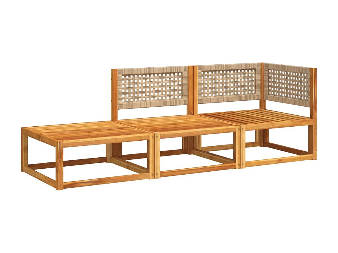 Salon de jardin avec coussins 3 pcs bois massif d'acacia