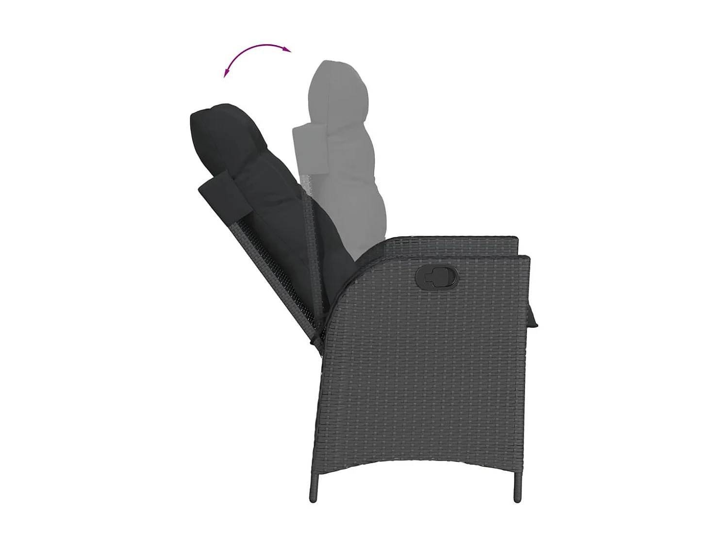 Set da Pranzo da Giardino 5 pz Nero con Cuscini in Polyrattan