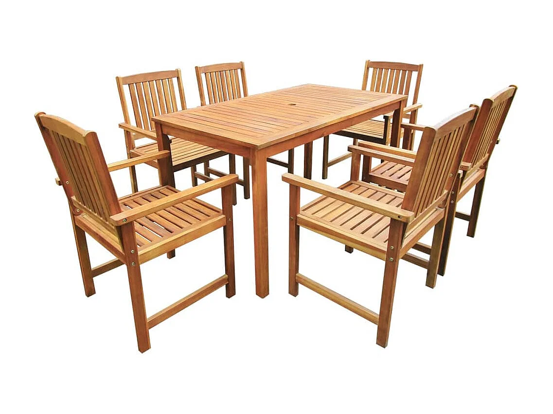 Jeu de salle à manger d'extérieur 7 pcs Bois d'acacia solide