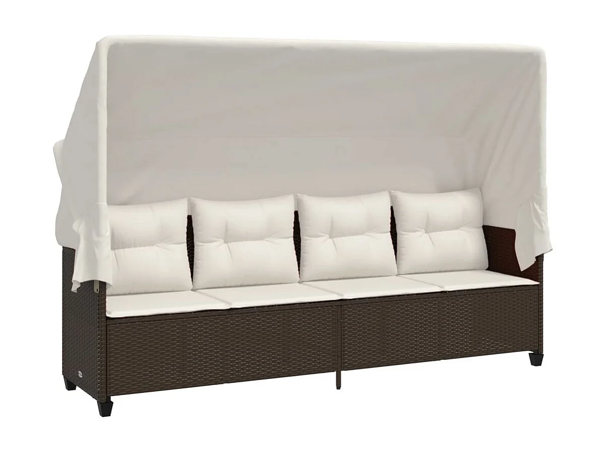 Set Divano da Giardino 5 pz con Cuscini Marrone in Polyrattan