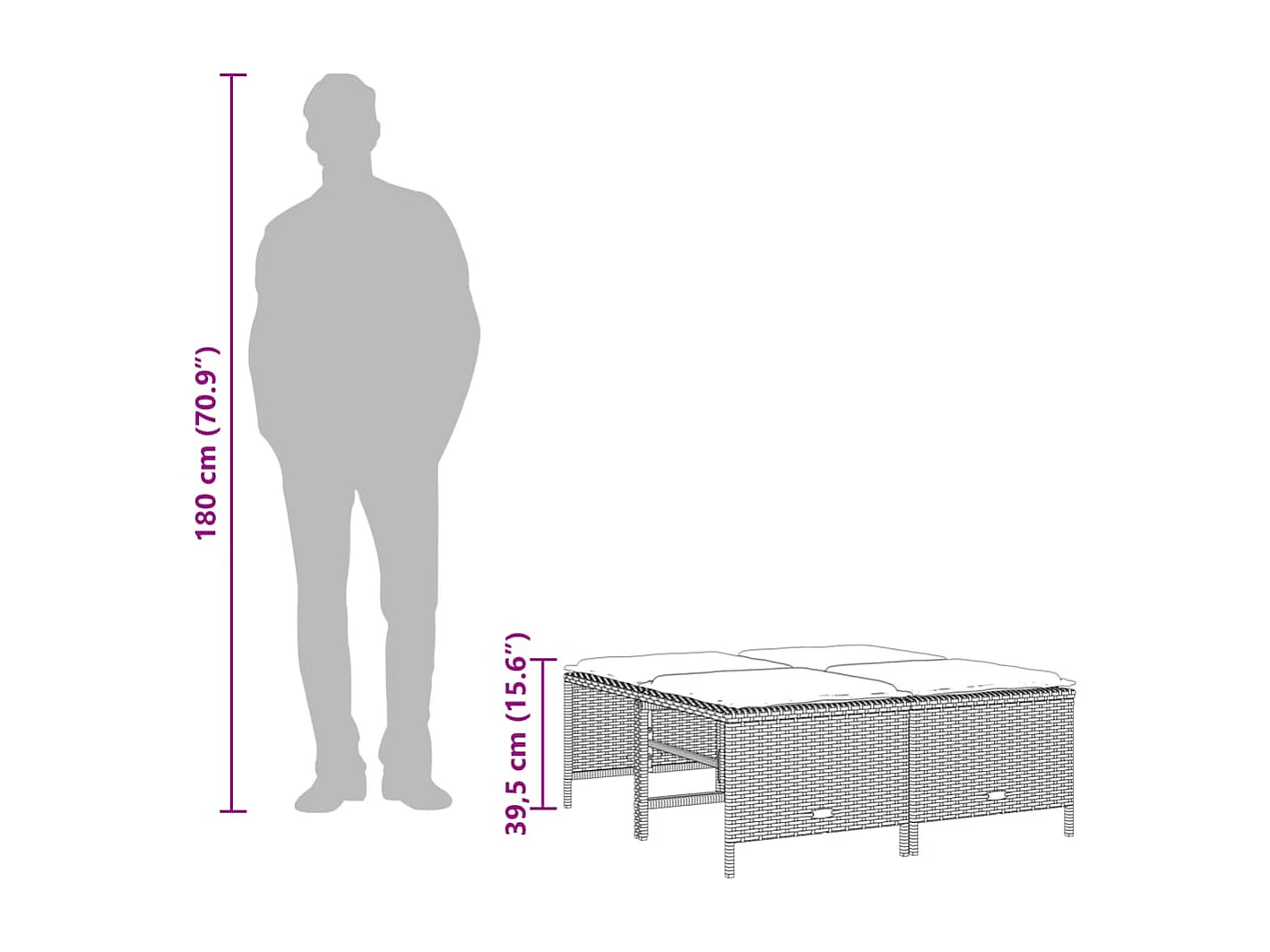 Set Divano da Giardino 5 pz con Cuscini Marrone in Polyrattan