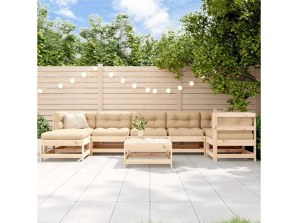 8 pcs conjunto lounge de jardim pinho maciço